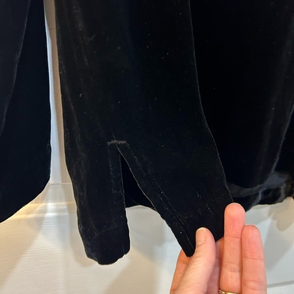 Lands' End Silk Blend Velvet Tunic Top Womens Sz L Black Beaded V Neck Pullover - Picture 6 of 10